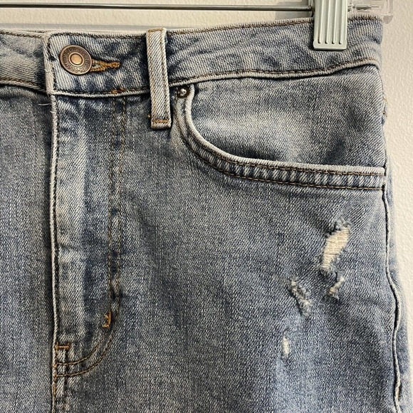 Forever 21 Small Jean Skirt Blue Distressed Mini Boho Hippie Grunge Cott… - Picture 2 of 5